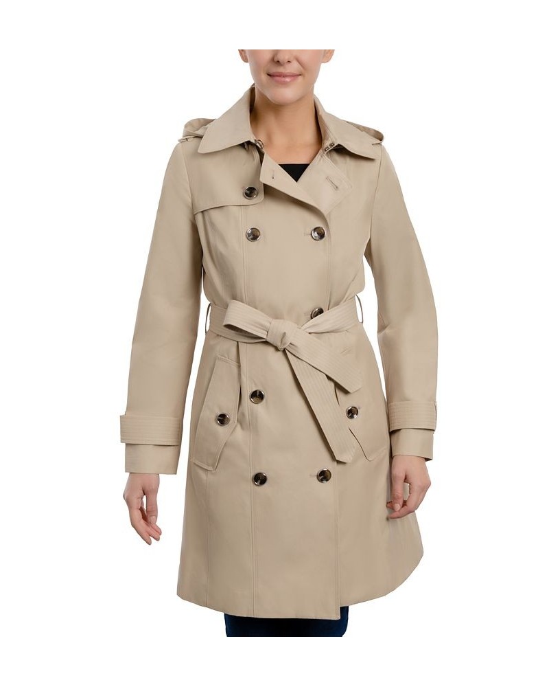 Women's Hooded Double-Breasted Trench Coat Cloudy $40.92 Coats