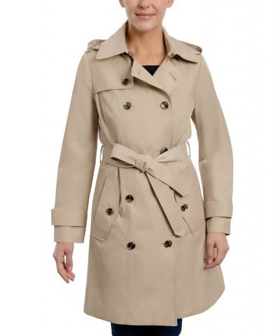 Women's Hooded Double-Breasted Trench Coat Cloudy $40.92 Coats