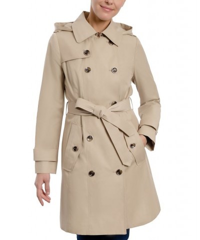 Women's Hooded Double-Breasted Trench Coat Cloudy $40.92 Coats