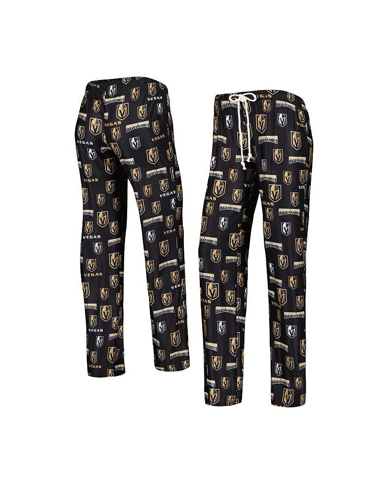 Women's Black Vegas Golden Knights Breakthrough Allover Logo Sleep Pants Black $19.78 Pajama