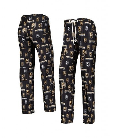 Women's Black Vegas Golden Knights Breakthrough Allover Logo Sleep Pants Black $19.78 Pajama