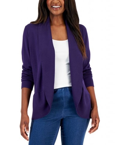 Women's Shawl-Collar Curved-Hem Cardigan Cassis $13.11 Sweaters