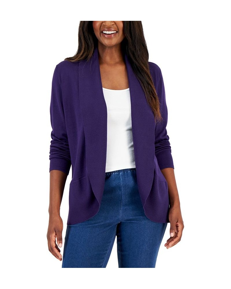 Women's Shawl-Collar Curved-Hem Cardigan Cassis $13.11 Sweaters