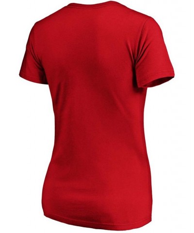 Women's Red Texas Rangers Team Logo Lockup V-Neck T-shirt Red $23.19 Tops