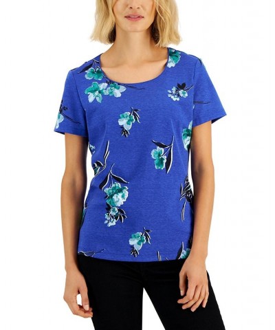 Women's Venus Fleur Printed Relaxed Top Purple $10.06 Tops