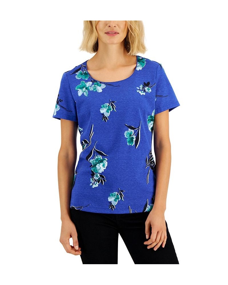 Women's Venus Fleur Printed Relaxed Top Purple $10.06 Tops