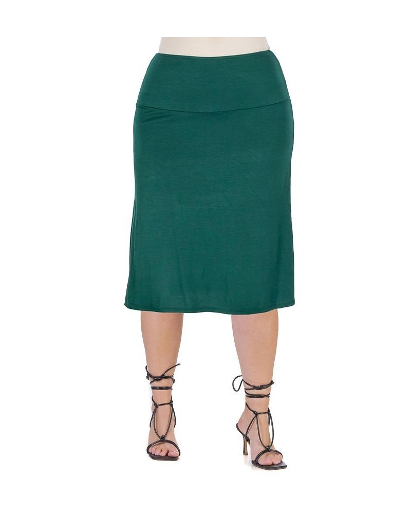 Plus Size A-line Elastic Waist Skirt Green $25.62 Skirts