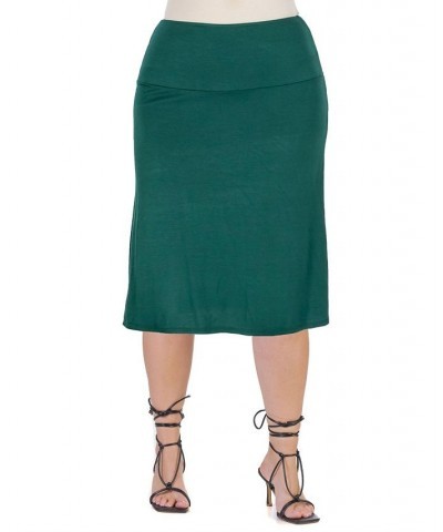 Plus Size A-line Elastic Waist Skirt Green $25.62 Skirts