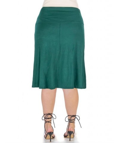 Plus Size A-line Elastic Waist Skirt Green $25.62 Skirts