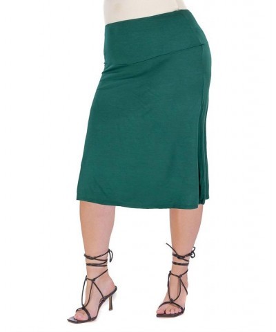 Plus Size A-line Elastic Waist Skirt Green $25.62 Skirts