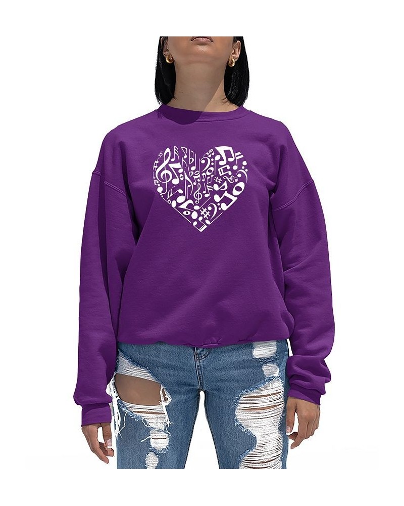 Women's Crewneck Word Art Heart Notes Sweatshirt Top Purple $24.50 Tops