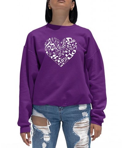 Women's Crewneck Word Art Heart Notes Sweatshirt Top Purple $24.50 Tops