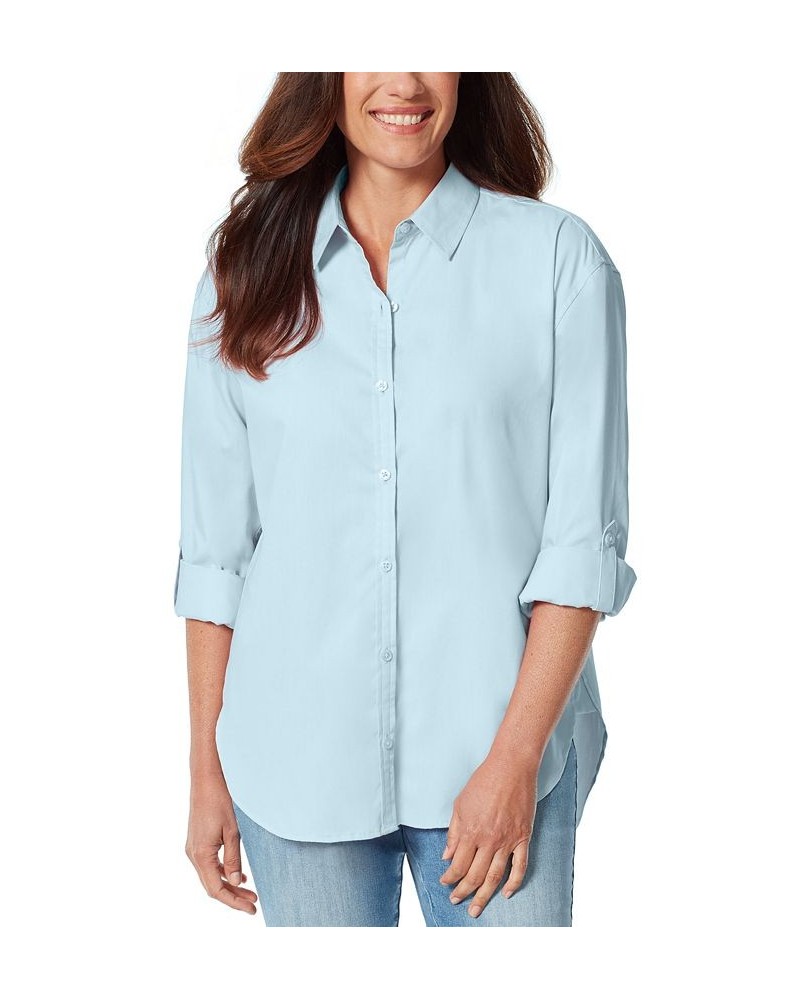 Women's Amanda Button-Front Shirt Pale Sky $18.02 Tops