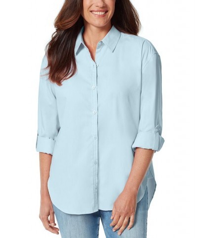 Women's Amanda Button-Front Shirt Pale Sky $18.02 Tops