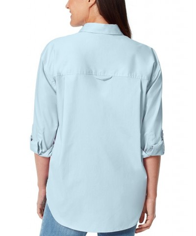 Women's Amanda Button-Front Shirt Pale Sky $18.02 Tops