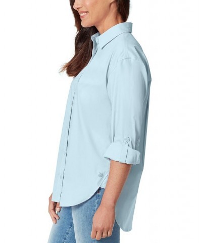 Women's Amanda Button-Front Shirt Pale Sky $18.02 Tops