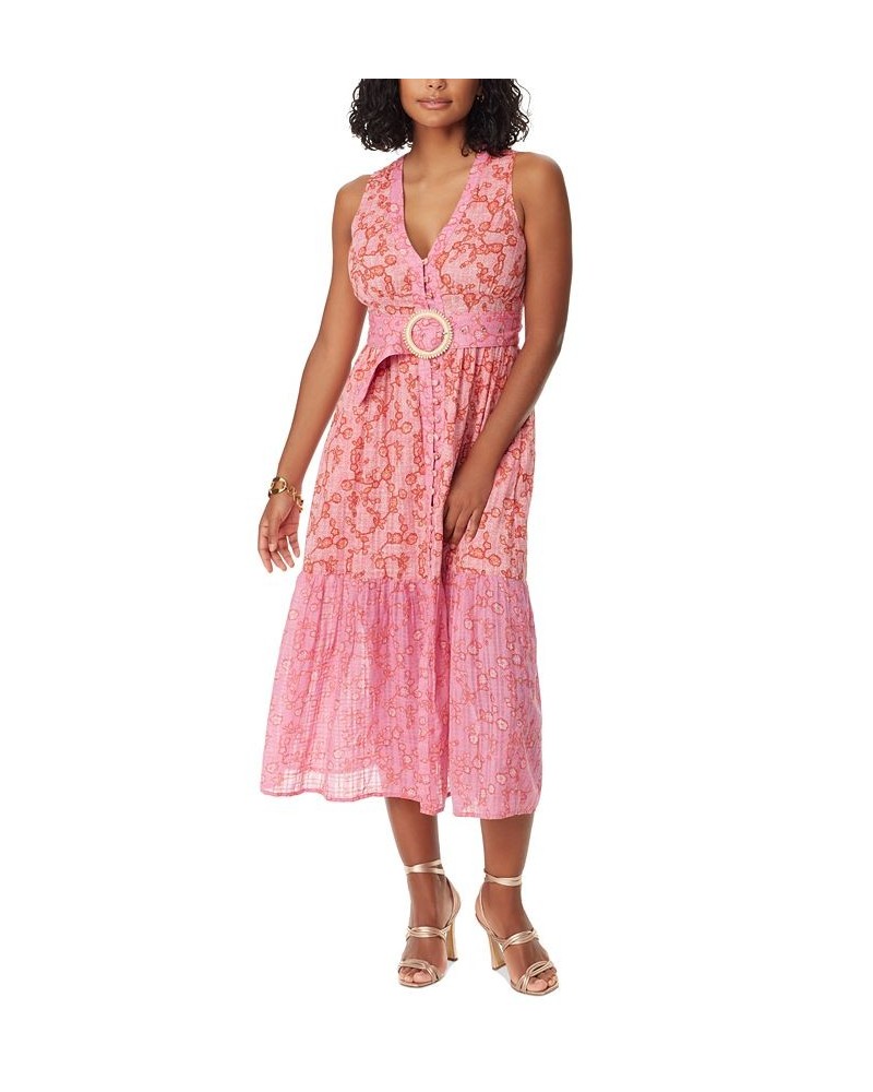 Women's Selene Self-Belt Midi Dress Coastal Floral - Peach Dust $69.96 Dresses