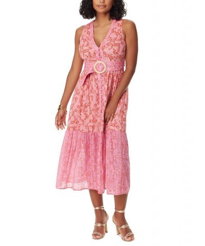 Women's Selene Self-Belt Midi Dress Coastal Floral - Peach Dust $69.96 Dresses