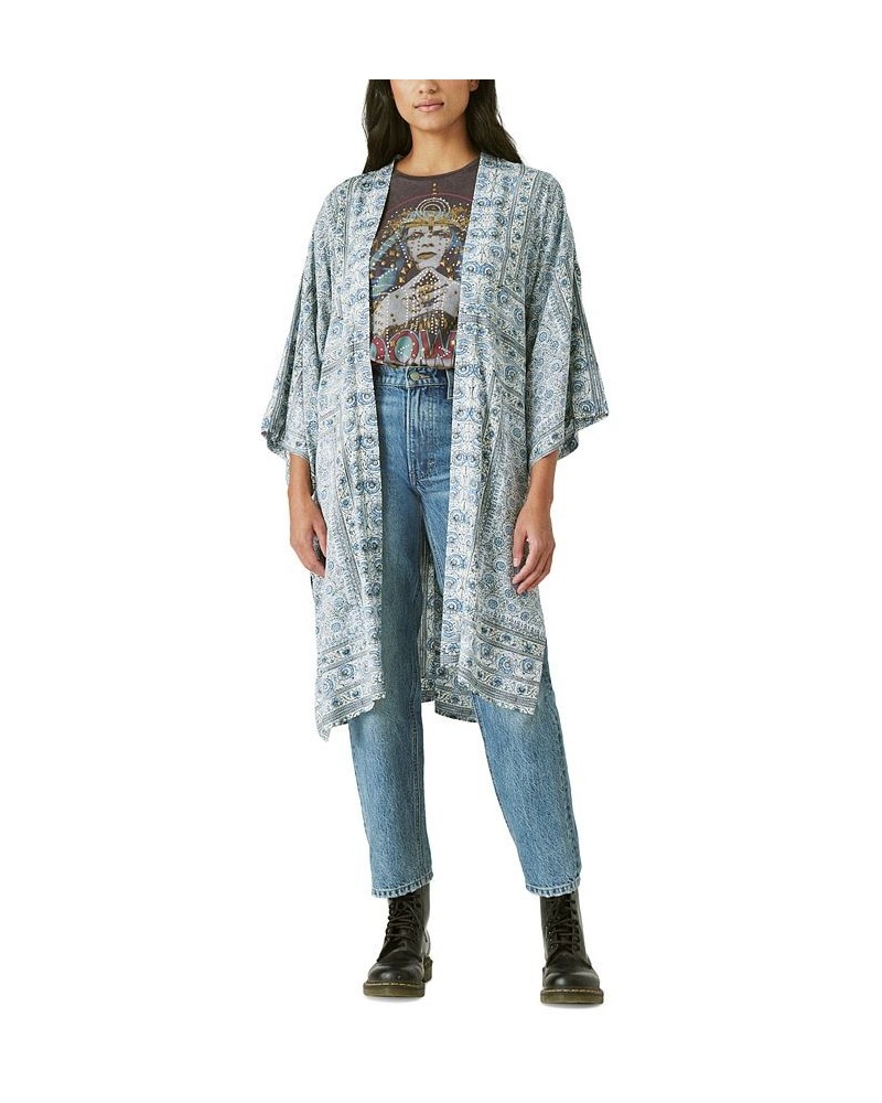 Women's Printed Tie-Waist Duster Blue $54.50 Tops