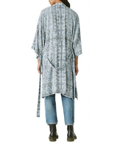 Women's Printed Tie-Waist Duster Blue $54.50 Tops