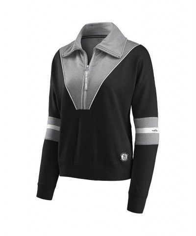 Women's Black Brooklyn Nets Colorblocked Half-Zip Jacket Black $32.80 Jackets