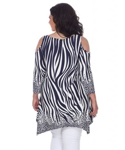 Plus Size Antonia Cut-Out Shoulder Tunic Navy $27.28 Tops