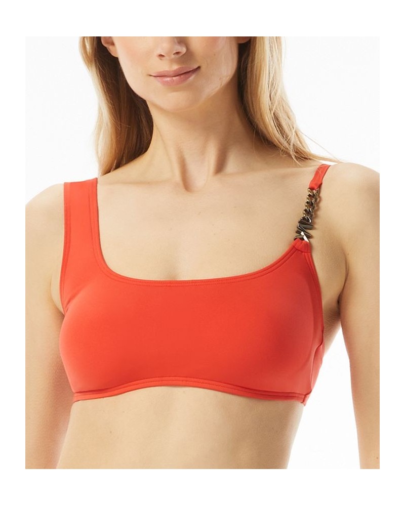 Women's Chain-Detail Bikini Top Red $45.12 Swimsuits