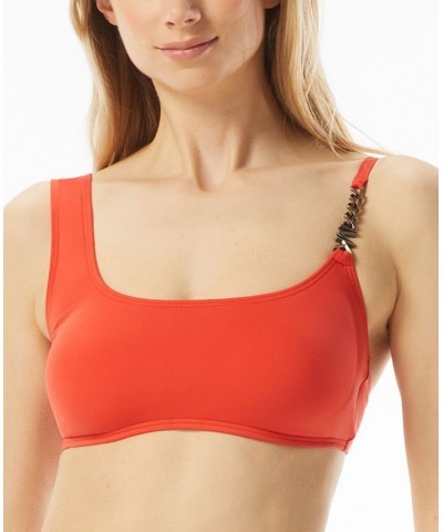 Women's Chain-Detail Bikini Top Red $45.12 Swimsuits