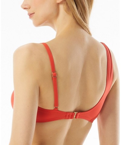 Women's Chain-Detail Bikini Top Red $45.12 Swimsuits