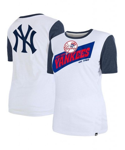 Women's White New York Yankees Colorblock T-shirt White $19.35 Tops