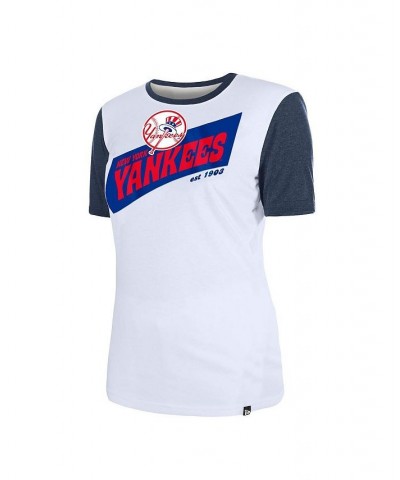 Women's White New York Yankees Colorblock T-shirt White $19.35 Tops