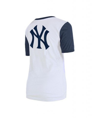 Women's White New York Yankees Colorblock T-shirt White $19.35 Tops