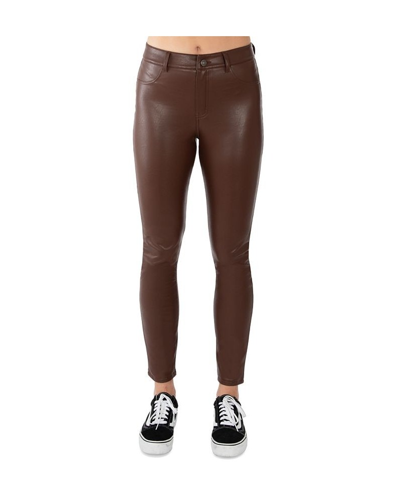 Juniors' Faux-Leather Faux-Pocket Skinny Jeans Chocolate $10.00 Jeans