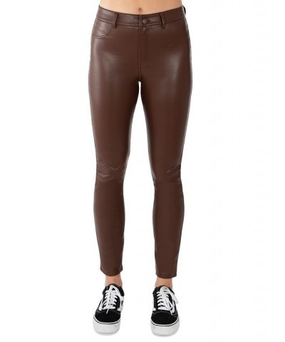 Juniors' Faux-Leather Faux-Pocket Skinny Jeans Chocolate $10.00 Jeans