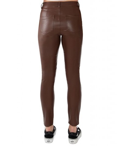 Juniors' Faux-Leather Faux-Pocket Skinny Jeans Chocolate $10.00 Jeans