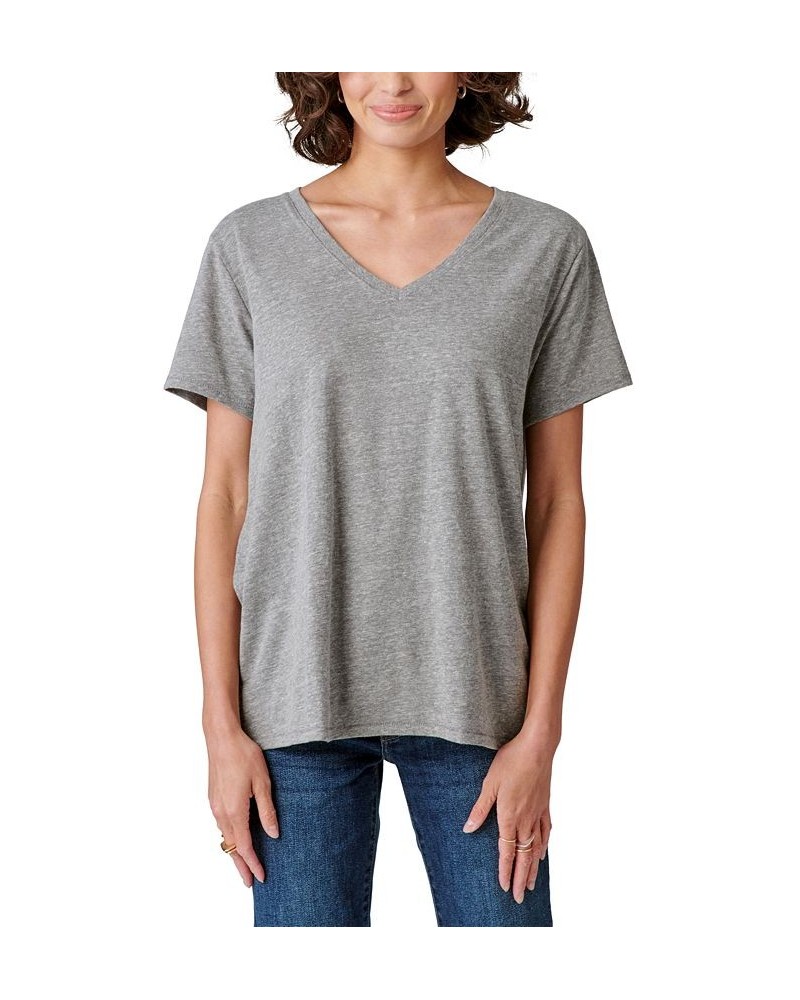 Women's Cotton V-Neck Tee Light Heather Grey (B03) $14.71 Tops