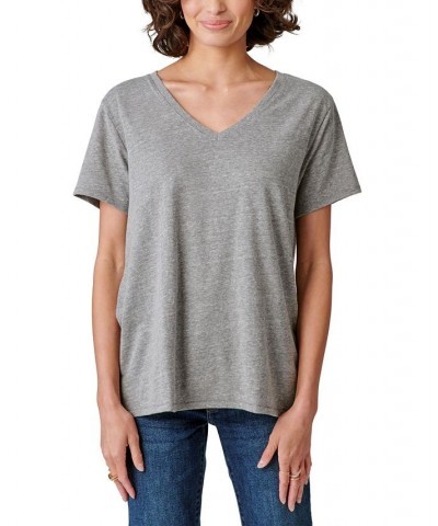 Women's Cotton V-Neck Tee Light Heather Grey (B03) $14.71 Tops