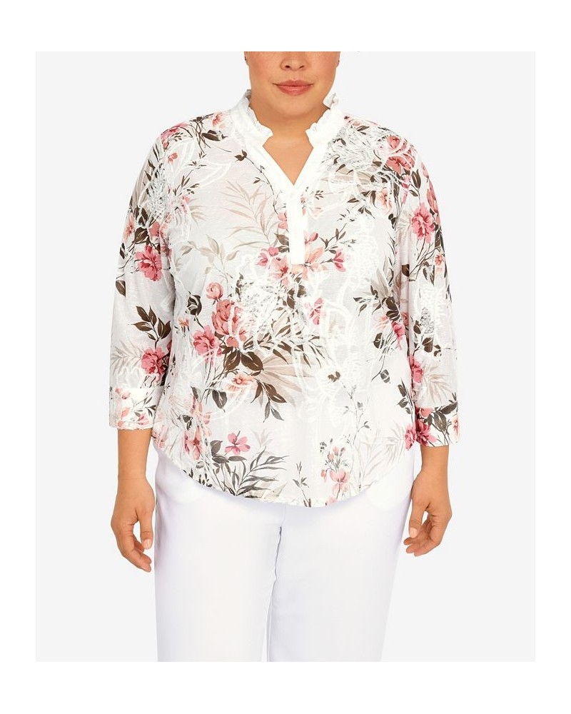 Plus Size Floral Spray Top Multi $33.81 Tops