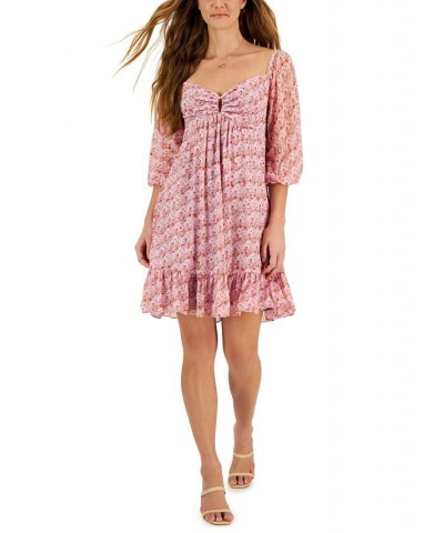 Paris Printed Chiffon Smocked-Back Sheath Dress Lavender/blush $29.60 Dresses