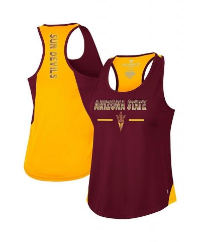 Women's Maroon Arizona State Sun Devils Sachs 2-Hit Scoop Neck Racerback Tank Top Maroon $16.72 Tops