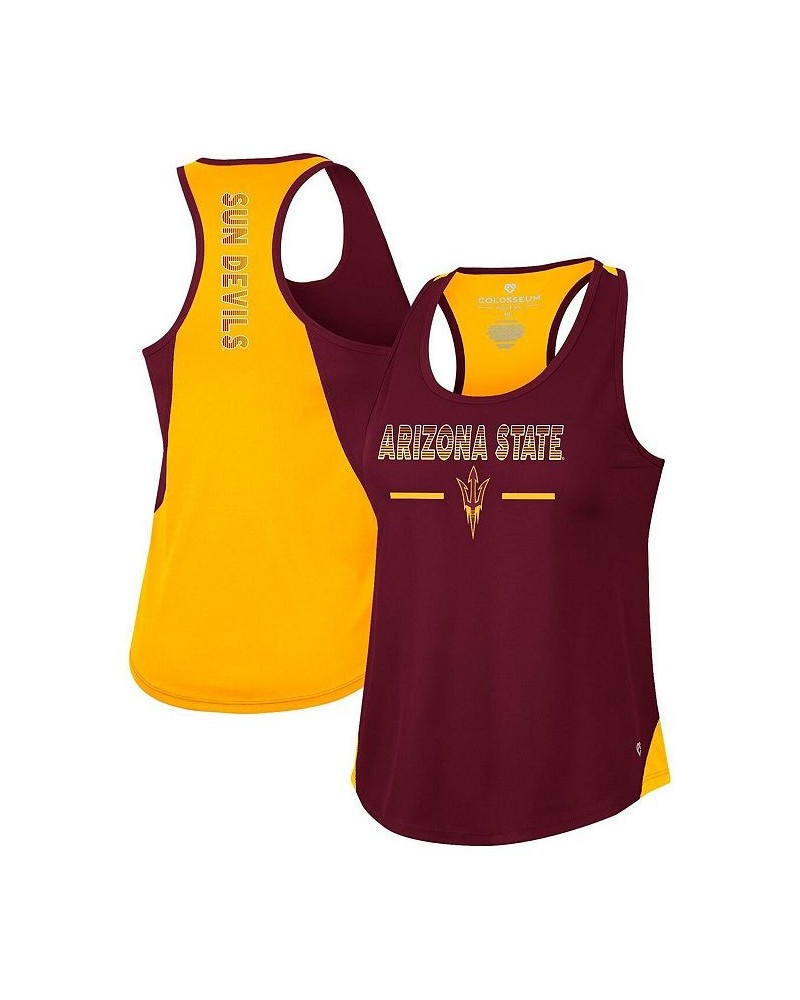 Women's Maroon Arizona State Sun Devils Sachs 2-Hit Scoop Neck Racerback Tank Top Maroon $16.72 Tops