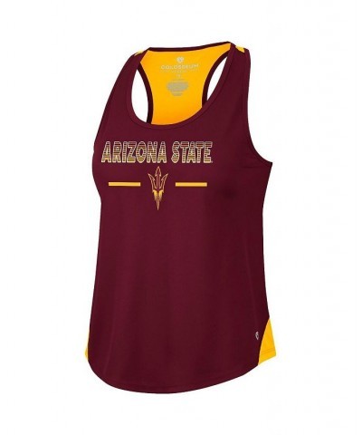 Women's Maroon Arizona State Sun Devils Sachs 2-Hit Scoop Neck Racerback Tank Top Maroon $16.72 Tops