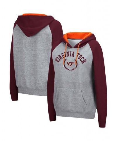 Women's Heather Gray Virginia Tech Hokies Contrast Raglan Pullover Hoodie Heather Gray $29.14 Sweatshirts