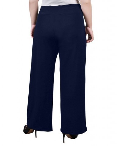 Plus Size Pull On with Sash Pants Blue $15.18 Pants