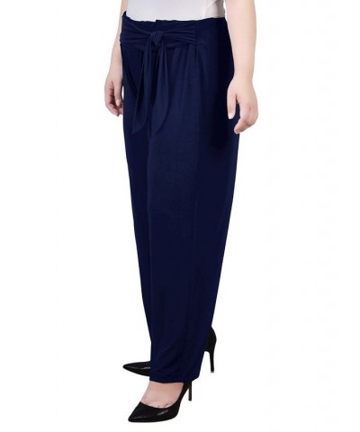 Plus Size Pull On with Sash Pants Blue $15.18 Pants