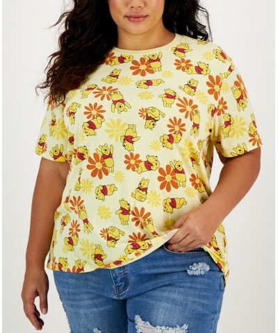 Trendy Plus Size Short-Sleeve Winnie The Pooh Printed T-Shirt Pastel Yellow $13.10 Tops