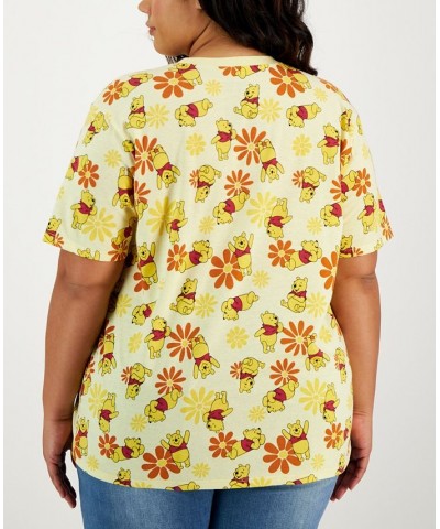 Trendy Plus Size Short-Sleeve Winnie The Pooh Printed T-Shirt Pastel Yellow $13.10 Tops