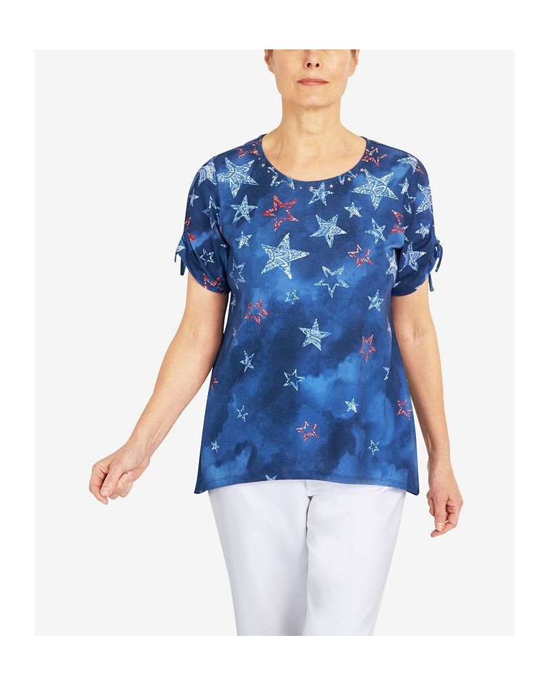 Women's Tie Dye Batik Star Top Navy $27.09 Tops