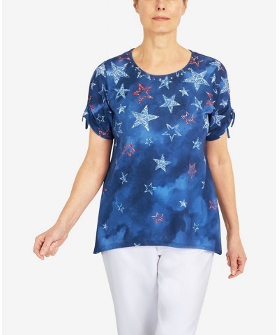 Women's Tie Dye Batik Star Top Navy $27.09 Tops