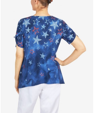 Women's Tie Dye Batik Star Top Navy $27.09 Tops